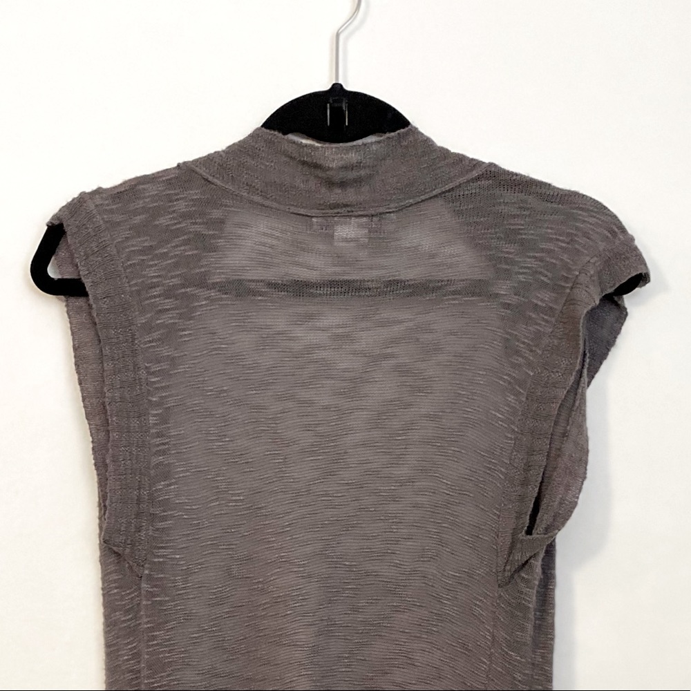 Sleeveless Open Front Draped Cardigan Vest/Shrug - Picture 6 of 7